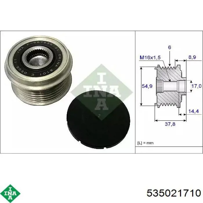 Koło pasowe alternatora INA 535021710 cena, od 58,53 USD
