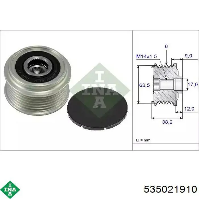 Koło pasowe alternatora INA 535021910 cena, od 50,18 USD