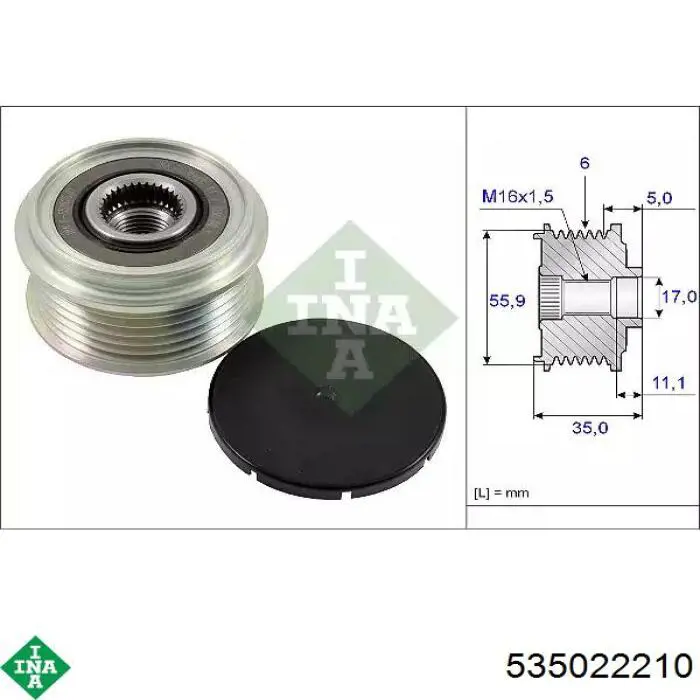 Koło pasowe alternatora INA 535022210 cena, od 51,03 USD