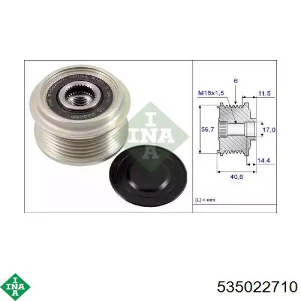 Do koszyka 535022710 INA Koło pasowe alternatora