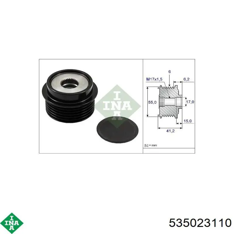 Koło pasowe alternatora INA 535023110 cena, od 52,57 USD