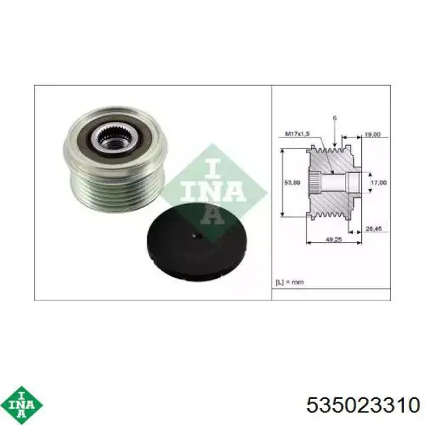 Koło pasowe alternatora INA 535023310 cena, od 52,75 USD