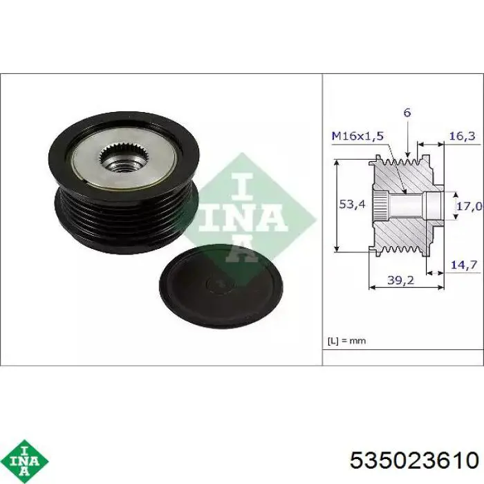Koło pasowe alternatora INA 535023610 cena, od 46,08 USD