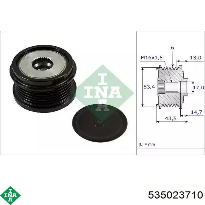 Koło pasowe alternatora INA 535023710 cena, od 107,62 USD