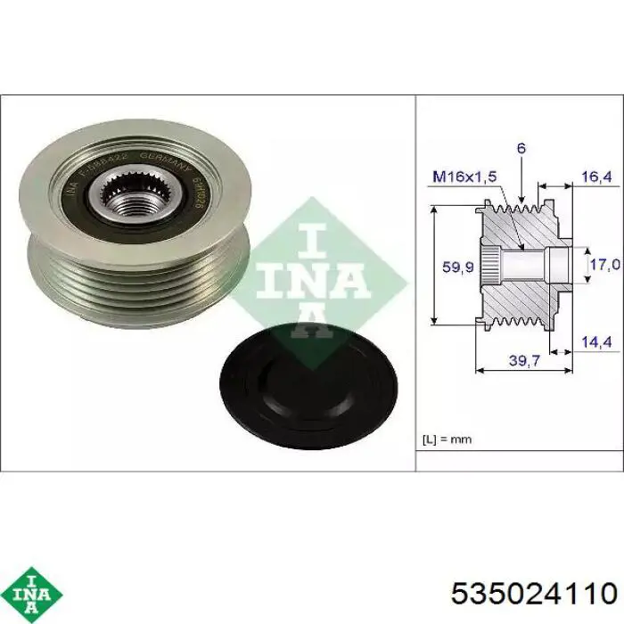 Koło pasowe alternatora INA 535024110 cena, od 43,32 USD