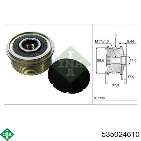 Koło pasowe alternatora INA 535024610 cena, od 39,94 USD