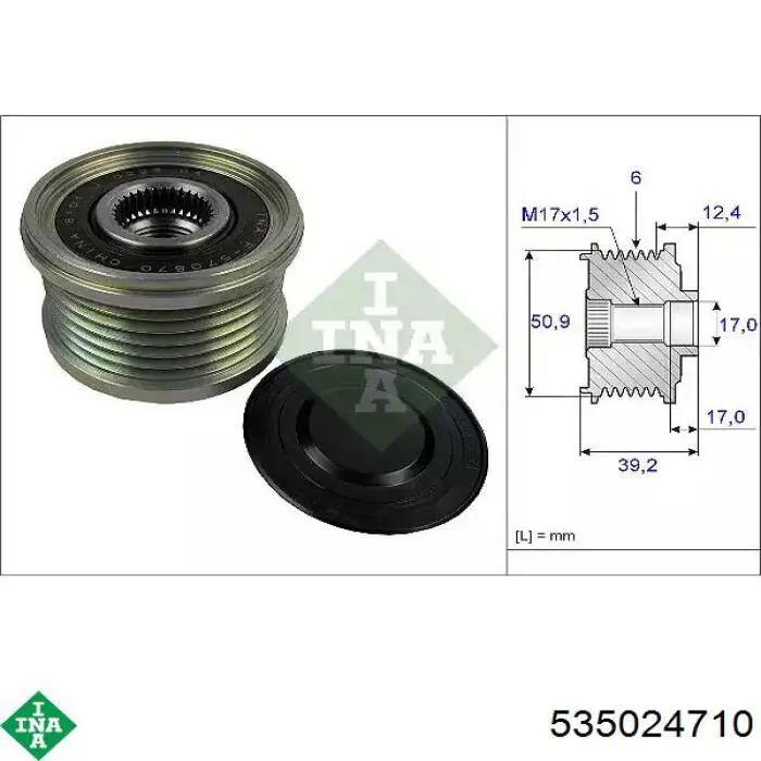 Koło pasowe alternatora INA 535024710 cena, od 49,01 USD