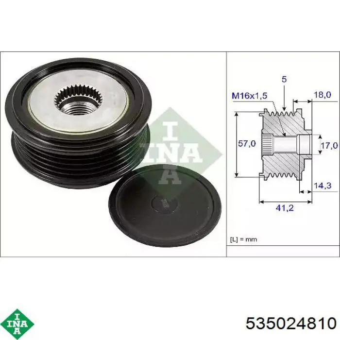 Koło pasowe alternatora INA 535024810 cena, od 88,75 USD