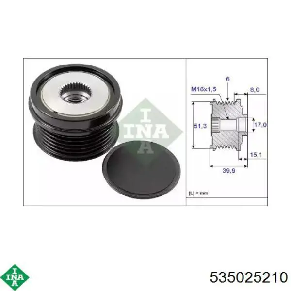 Koło pasowe alternatora INA 535025210 cena, od 49,30 USD