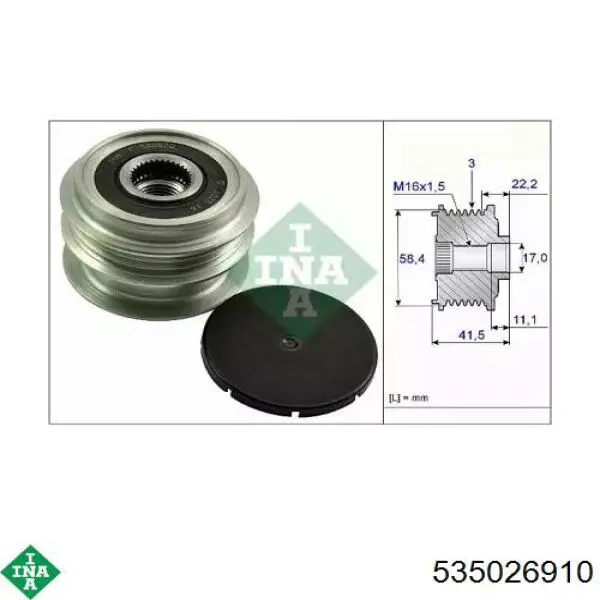 Koło pasowe alternatora INA 535026910 cena, od 38,96 USD