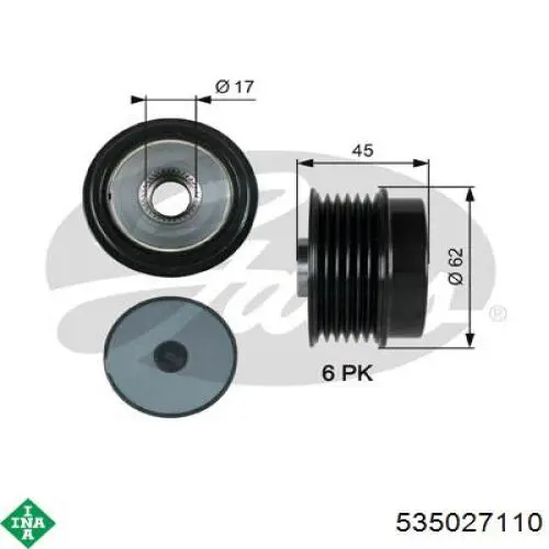 Koło pasowe alternatora INA 535027110 cena, od 46,88 USD