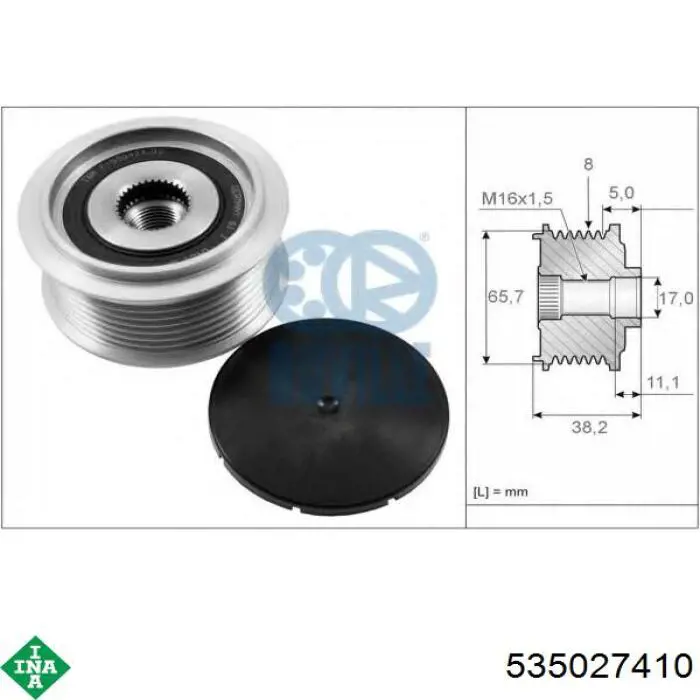 Koło pasowe alternatora INA 535027410 cena, od 39,41 USD