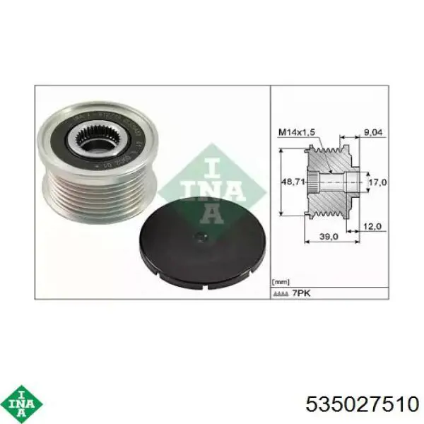 535027510 INA Koło pasowe alternatora