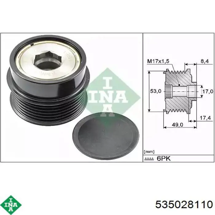 Koło pasowe alternatora INA 535028110 cena, od 84,22 USD