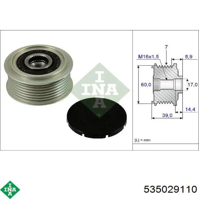Koło pasowe alternatora INA 535029110 cena, od 39,67 USD