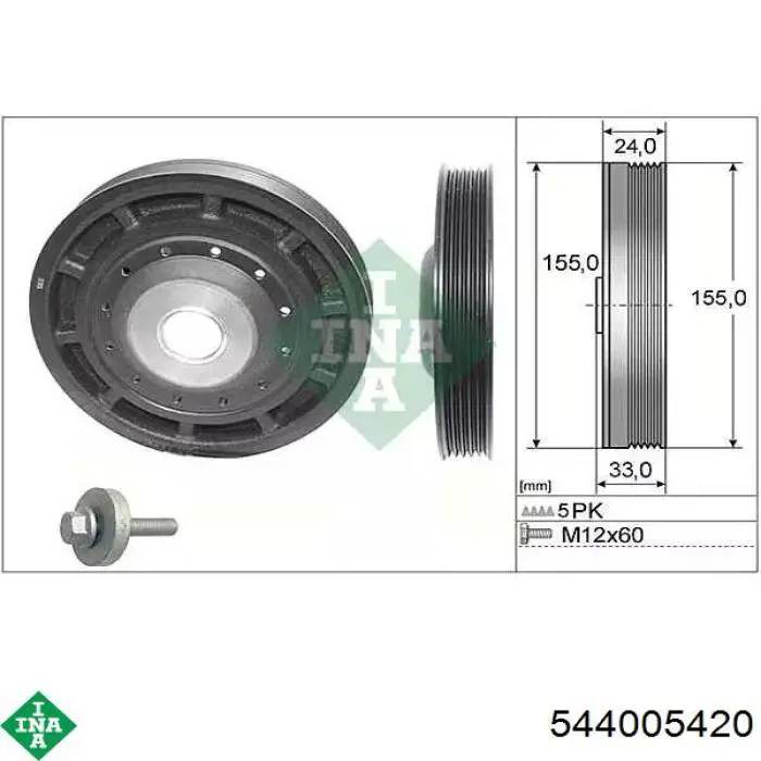 544 0054 20 INA koło pasowe wału korbowego