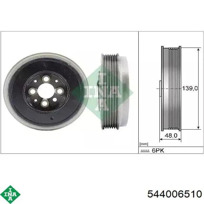 Koło pasowe wału korbowego INA 544006510 cena, od 67,58 USD