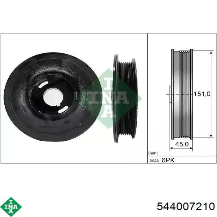Koło pasowe wału korbowego INA 544007210 cena, od 100,88 USD