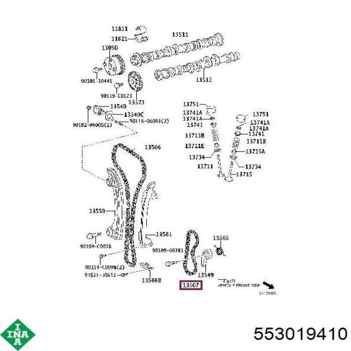 553019410 INA łańcuch pompy oleju