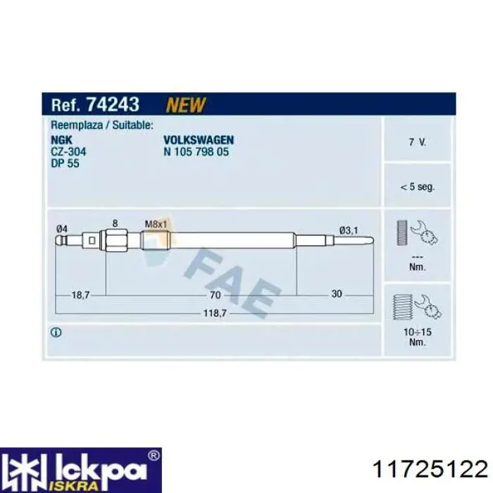 11725122 Iskra Świeca żarowa