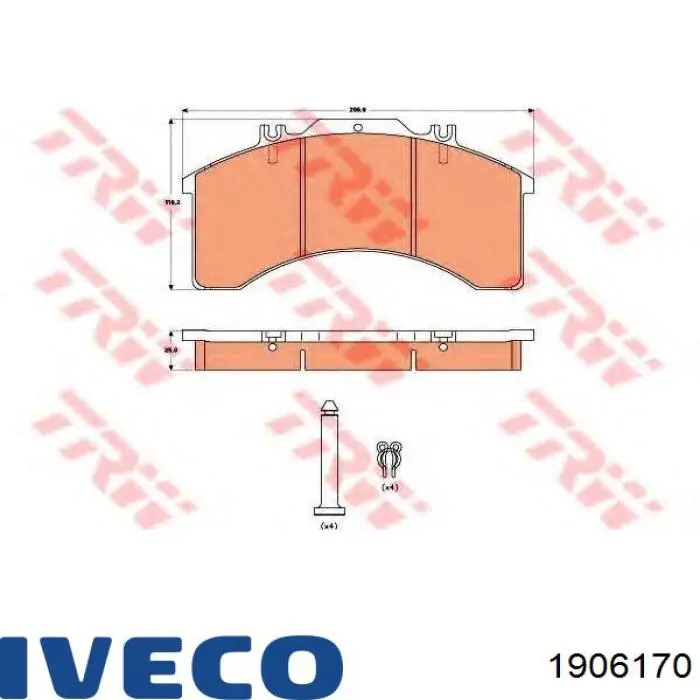 Do koszyka 1906170 Iveco Klocki hamulcowe przednie tarczowe