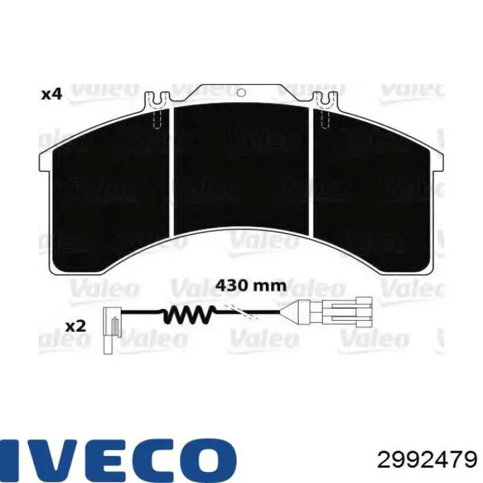 Klocki hamulcowe przednie tarczowe Iveco 2992479 cena, od 61,41 USD