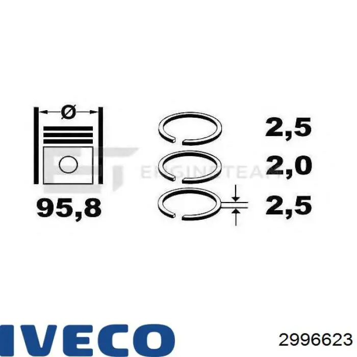 Pierścienie tłokowe na 1 cylinder, STD. Iveco 2996623 cena, od 44,56 USD