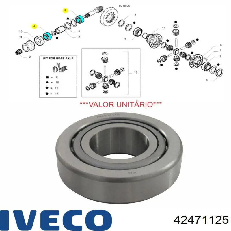 42471125 Iveco Łożysko końcówki mostu tylnego wewnętrzne