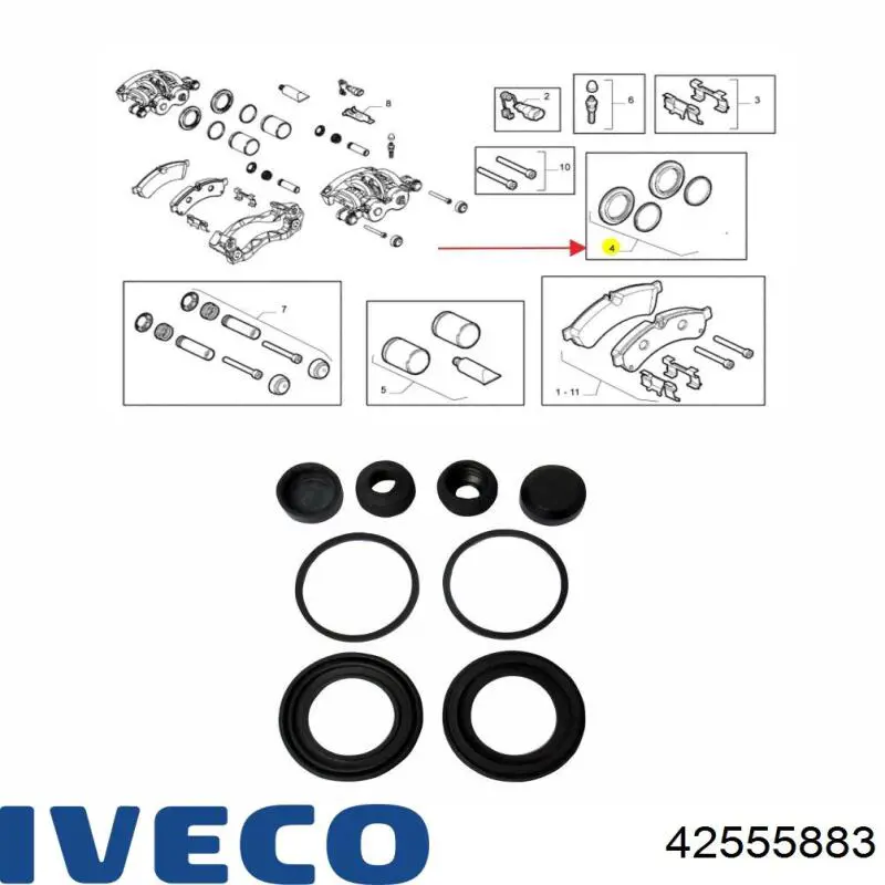 Do koszyka 42555883 Iveco Zestaw naprawczy zacisku hamulcowego przedniego
