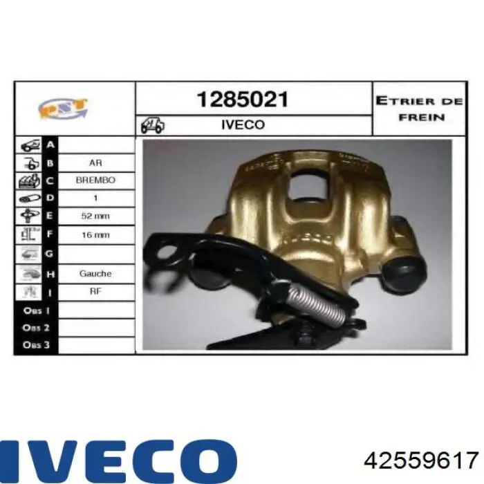 Zacisk hamulcowy tylny lewy Iveco 42559617 cena, od 100,67 USD