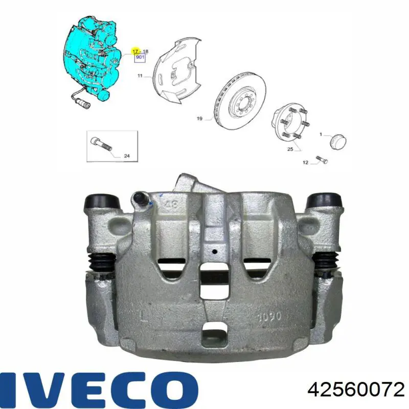 Zacisk hamulcowy przedni lewy 42560072 Iveco