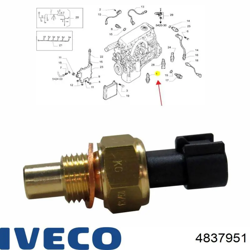Czujnik temperatury płynu chłodzącego Iveco 4837951 cena, od 46,77 USD