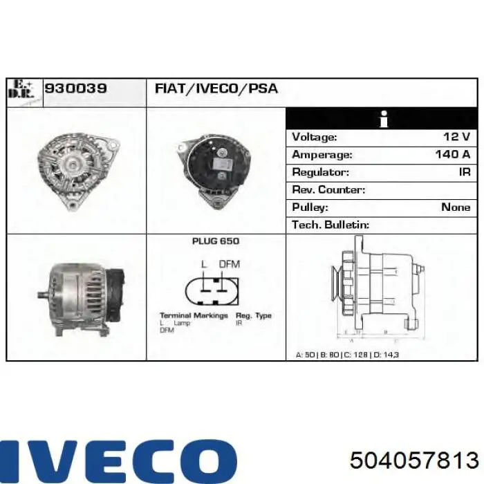 Do koszyka 504057813 Iveco Alternator