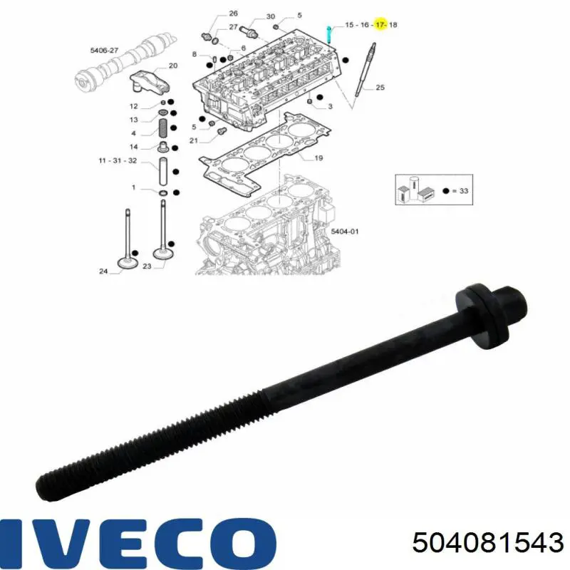 Do koszyka 504081515 Iveco Śruba głowicy cylindrów