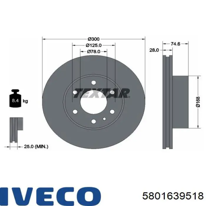 Do koszyka 5801639518 Iveco Tarcza hamulcowa przednia