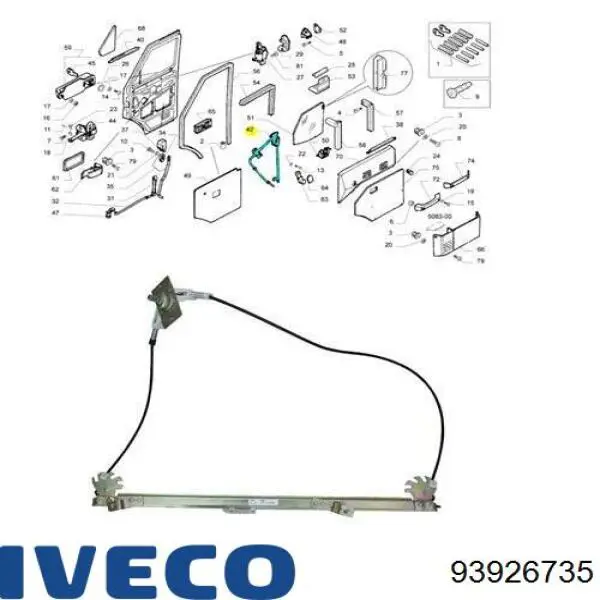 Do koszyka 93926735 Iveco Mechanizm podnoszenia szyby drzwi przednich lewych