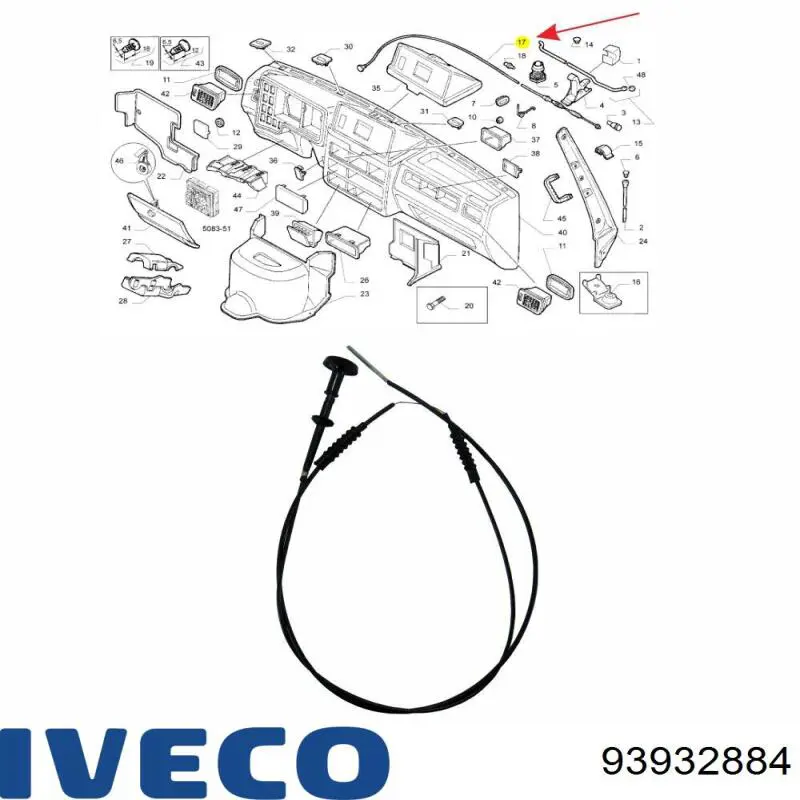 Linka otwierania maski 93932884 Iveco