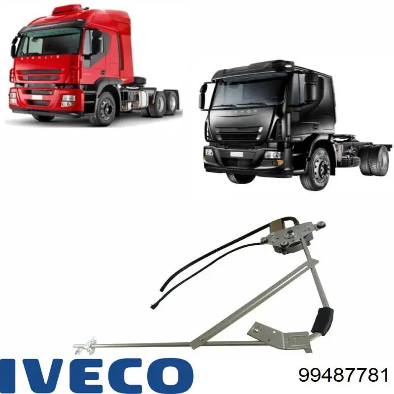 Mechanizm podnoszenia szyby drzwi przednich lewych 99487781 Iveco