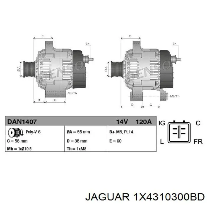 Do koszyka 1X4310300BD Jaguar Alternator