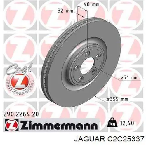 Tarcza hamulcowa przednia Jaguar C2C25337 cena, od 114,35 USD