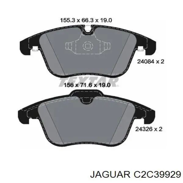 Do koszyka C2C39929 Jaguar Klocki hamulcowe przednie tarczowe