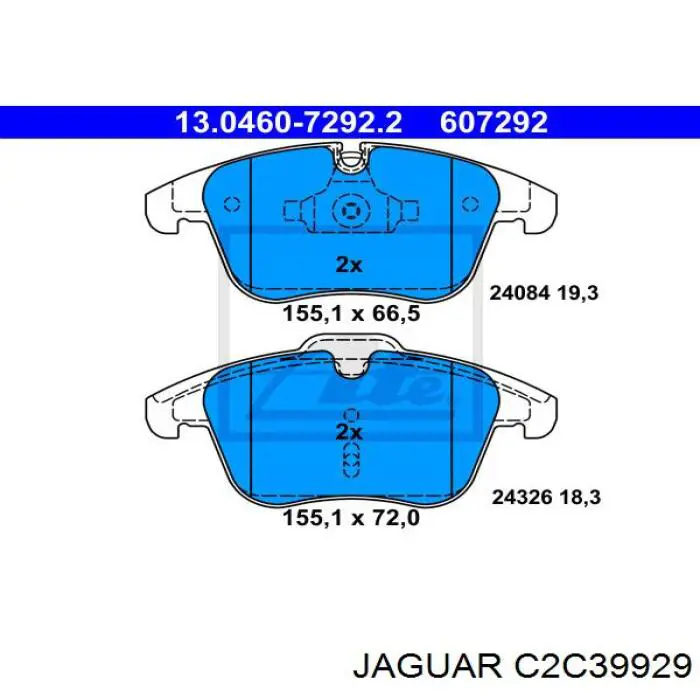 C2C39929 Jaguar Klocki hamulcowe przednie tarczowe