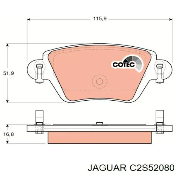 Okładziny (klocki) do hamulców tarczowych tylne C2S52080 Jaguar