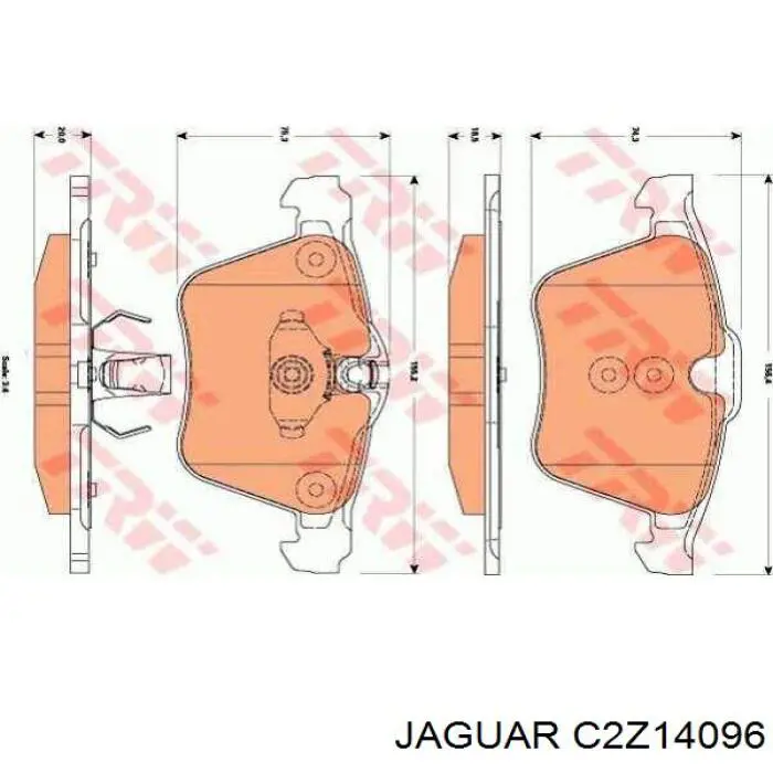 Klocki hamulcowe przednie tarczowe C2Z14096 Jaguar