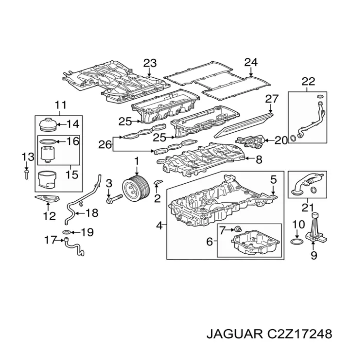 Uszczelka kolektora ssącego Jaguar C2Z17248 cena, od 50,11 USD