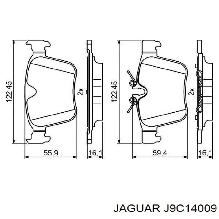 J9C14009 Jaguar Okładziny (klocki) do hamulców tarczowych tylne