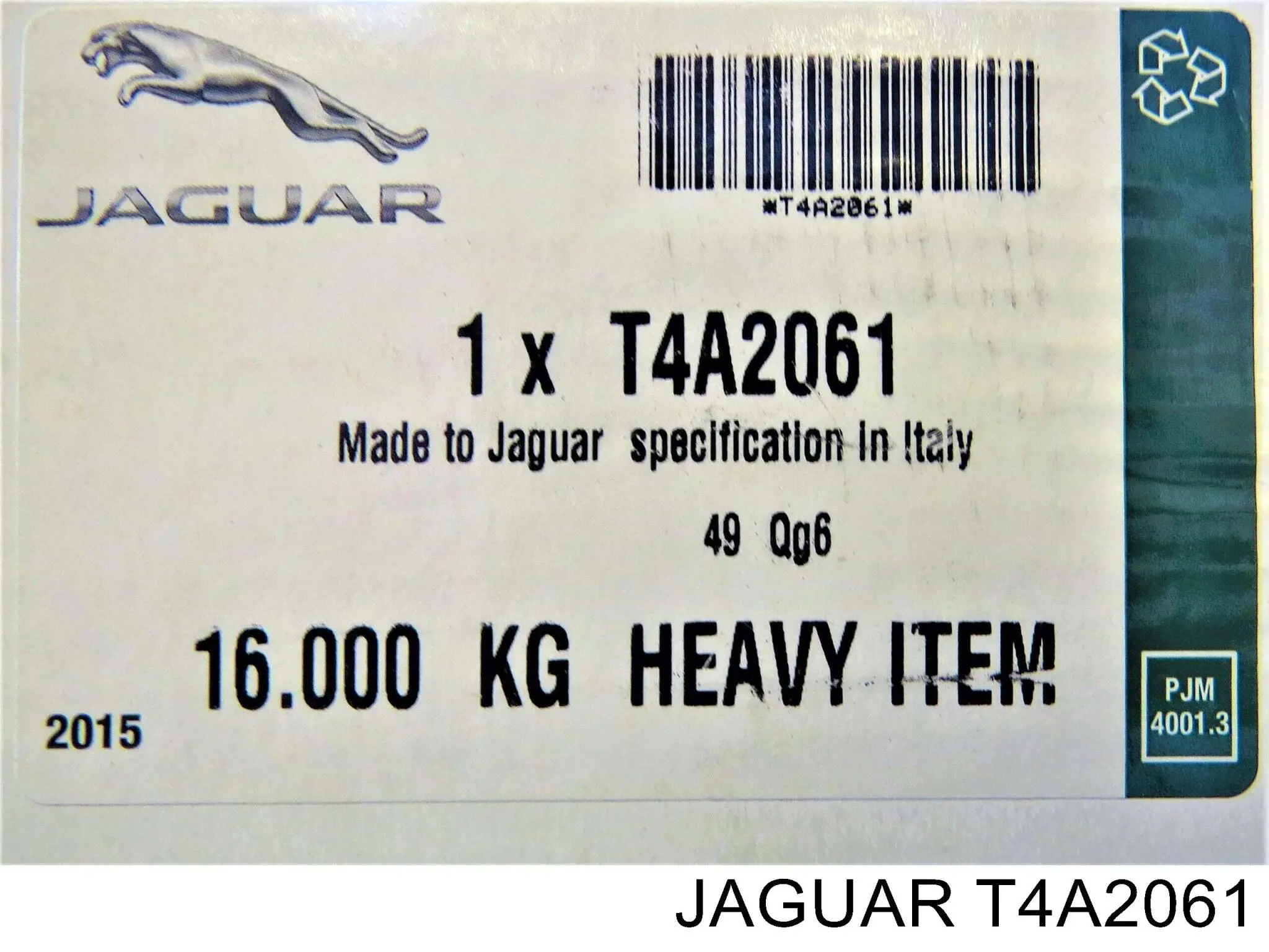 Do koszyka T4A2061 Jaguar Tarcza hamulcowa tylna