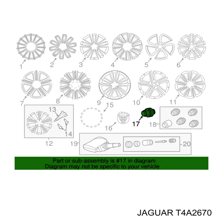 Nakrętka koła Jaguar T4A2670 cena, od 8,29 USD