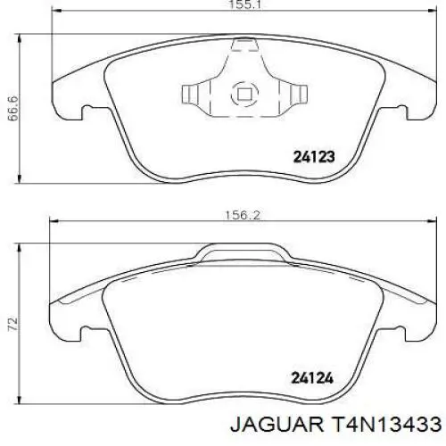 Klocki hamulcowe przednie tarczowe T4N13433 Jaguar