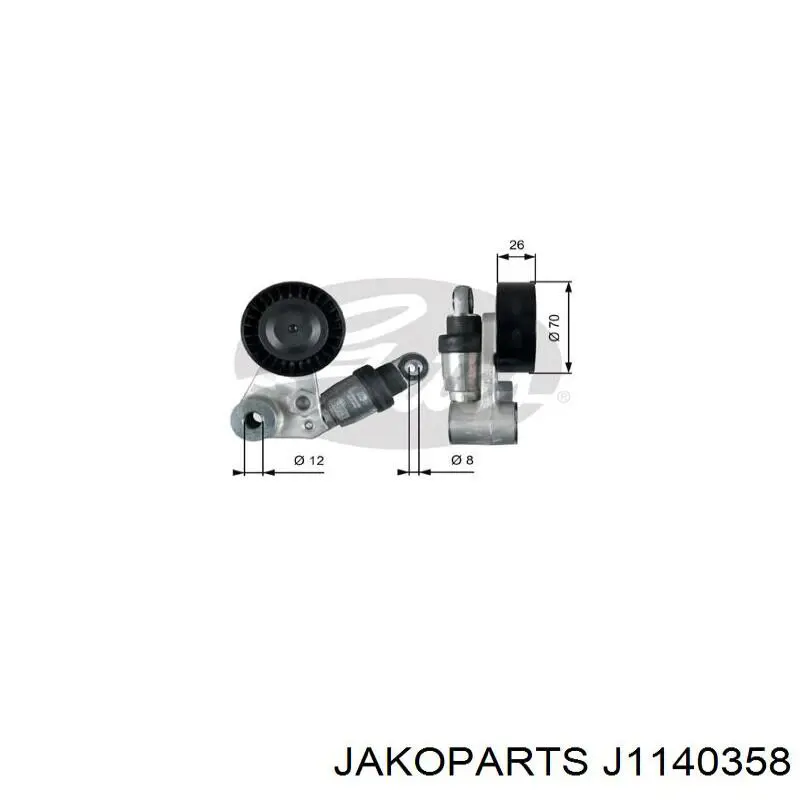 Rolka napinacza paska napędowego Jakoparts J1140358 cena, od 16,98 USD